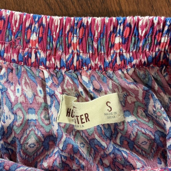 Hollister Womens Midi Skirt S Pink Blue Boho Festival Handkerchief Skirt Tassels - Picture 6 of 10